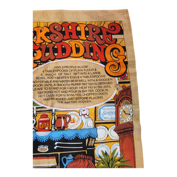 Vintage Yorkshire Pudding Recipe Cotton Tea Towel Harry Butterworth Britain - Picture 4 of 6
